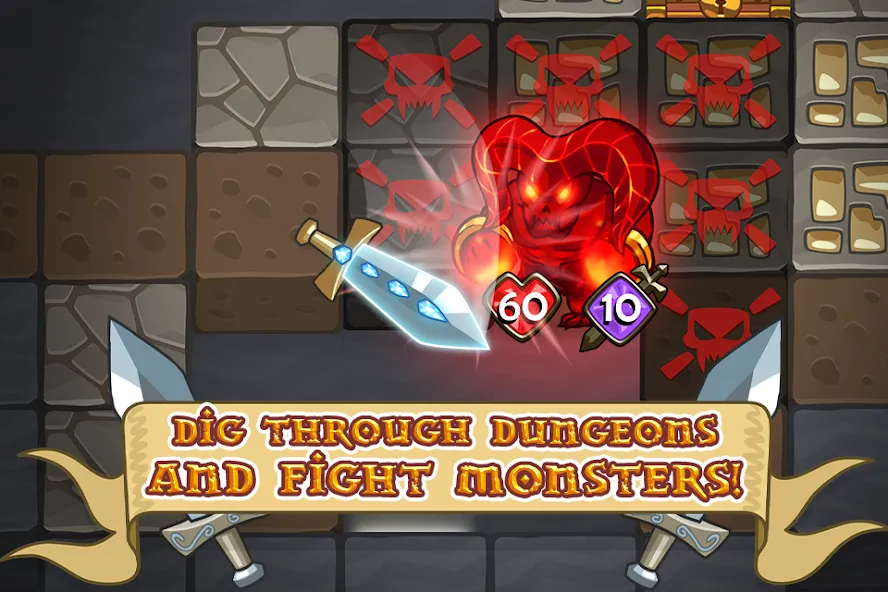 Скачать взломанную Mine Quest: Battle Dungeon RPG (Майн Квест)  [МОД Unlocked] — последняя версия apk на Андроид screen 3