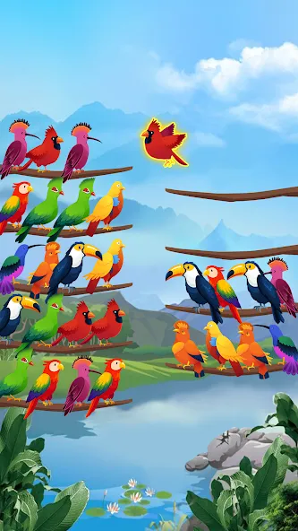 Взломанная Bird Sort — Color Puzzle  [МОД Unlocked] — последняя версия apk на Андроид screen 1