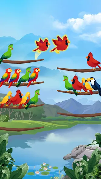 Взломанная Bird Sort — Color Puzzle  [МОД Unlocked] — последняя версия apk на Андроид screen 2