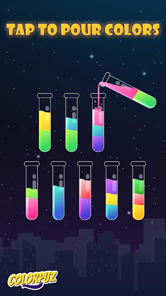 Скачать взлом Colorpuz — Water Sort Puzzle (Колорпаз)  [МОД Mega Pack] — стабильная версия apk на Андроид screen 1